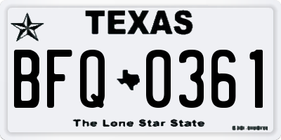 TX license plate BFQ0361