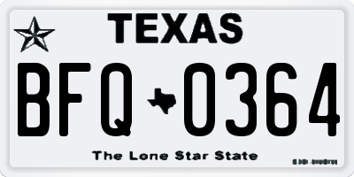 TX license plate BFQ0364