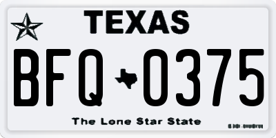 TX license plate BFQ0375