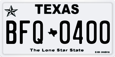 TX license plate BFQ0400