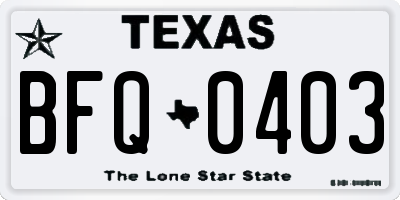 TX license plate BFQ0403