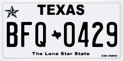 TX license plate BFQ0429