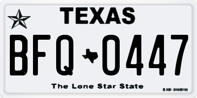 TX license plate BFQ0447
