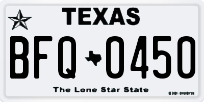 TX license plate BFQ0450