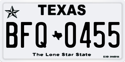 TX license plate BFQ0455