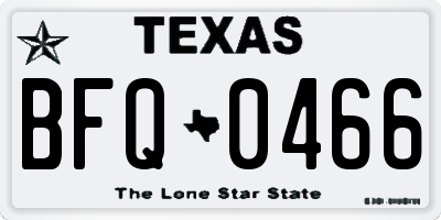 TX license plate BFQ0466