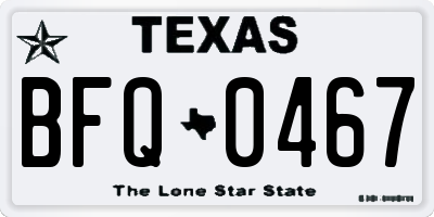 TX license plate BFQ0467