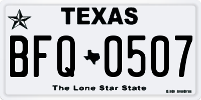 TX license plate BFQ0507
