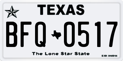 TX license plate BFQ0517