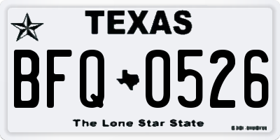 TX license plate BFQ0526