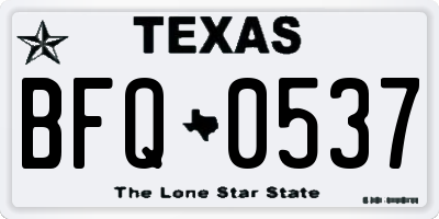 TX license plate BFQ0537