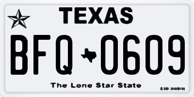 TX license plate BFQ0609