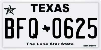 TX license plate BFQ0625