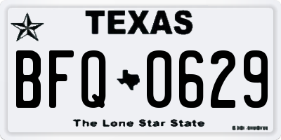 TX license plate BFQ0629