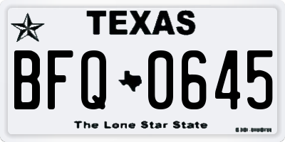 TX license plate BFQ0645