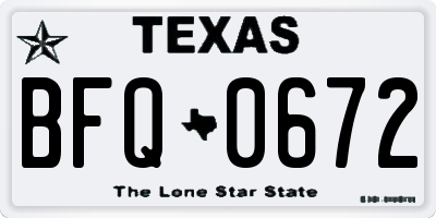 TX license plate BFQ0672