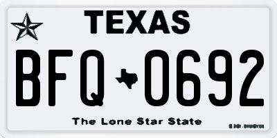 TX license plate BFQ0692
