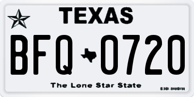TX license plate BFQ0720