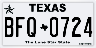 TX license plate BFQ0724
