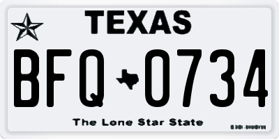 TX license plate BFQ0734