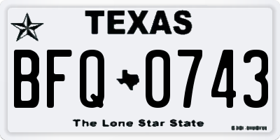 TX license plate BFQ0743