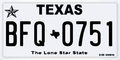 TX license plate BFQ0751