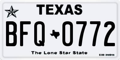 TX license plate BFQ0772