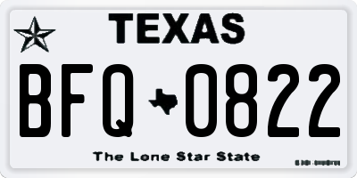 TX license plate BFQ0822