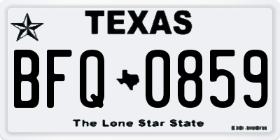TX license plate BFQ0859