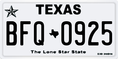 TX license plate BFQ0925