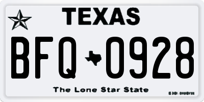 TX license plate BFQ0928