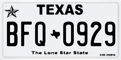 TX license plate BFQ0929