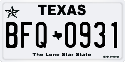 TX license plate BFQ0931