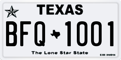 TX license plate BFQ1001