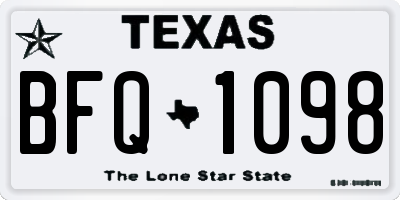 TX license plate BFQ1098