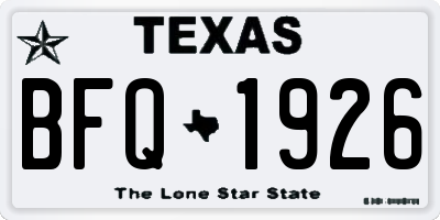 TX license plate BFQ1926