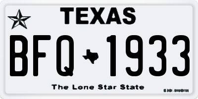 TX license plate BFQ1933