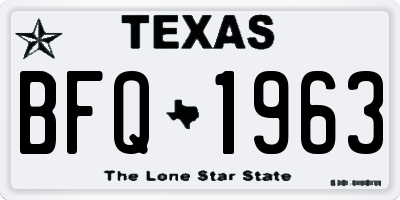 TX license plate BFQ1963