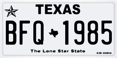 TX license plate BFQ1985