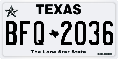 TX license plate BFQ2036
