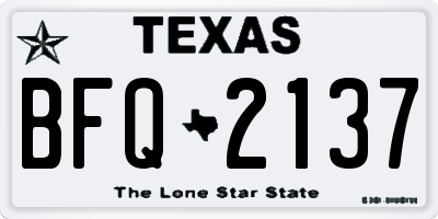 TX license plate BFQ2137