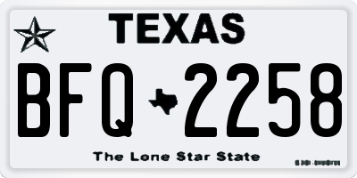 TX license plate BFQ2258