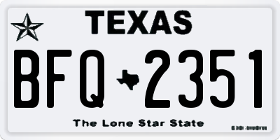 TX license plate BFQ2351