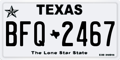TX license plate BFQ2467