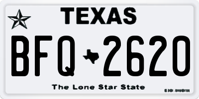 TX license plate BFQ2620