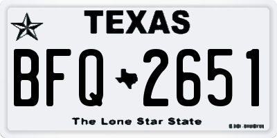 TX license plate BFQ2651