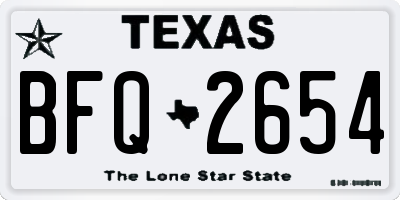 TX license plate BFQ2654