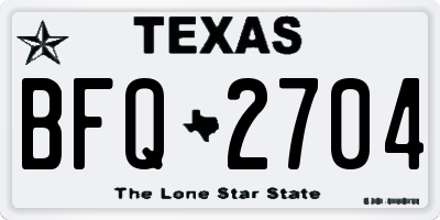 TX license plate BFQ2704