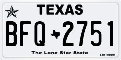 TX license plate BFQ2751