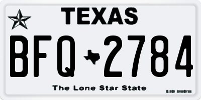 TX license plate BFQ2784